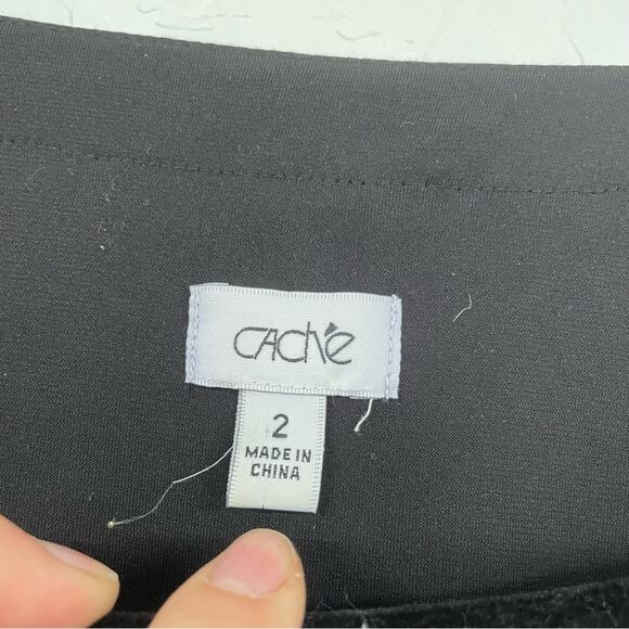 Cache Black White Spotted Ruched Draped Bodycon Mini Dress Womens 2 Vintage 90s - Picture 5 of 12